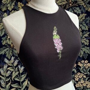 Black Tank Top with Flower Patch